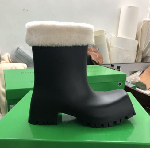 TEEK - Square Wear Platform Weather Boots SHOES theteekdotcom black with fur 4.5 