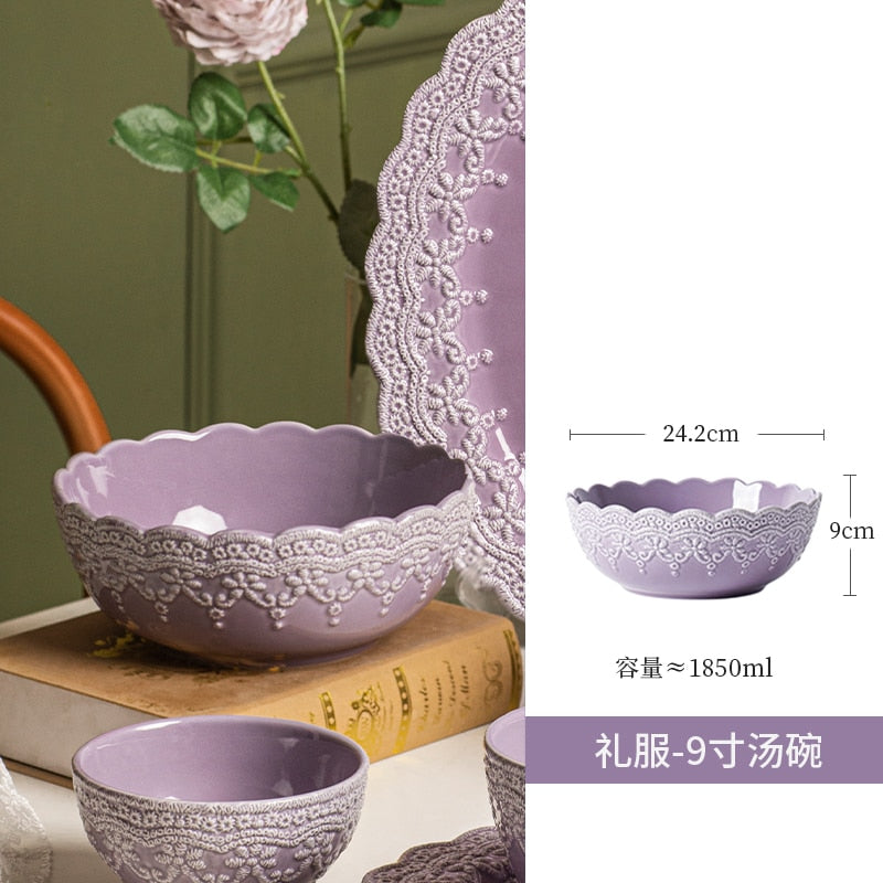 TEEK - Royal Hierarchy Full Dress Ceramic Texture Tableware HOME DECOR theteekdotcom 9.5 inch bowl-1Pc  
