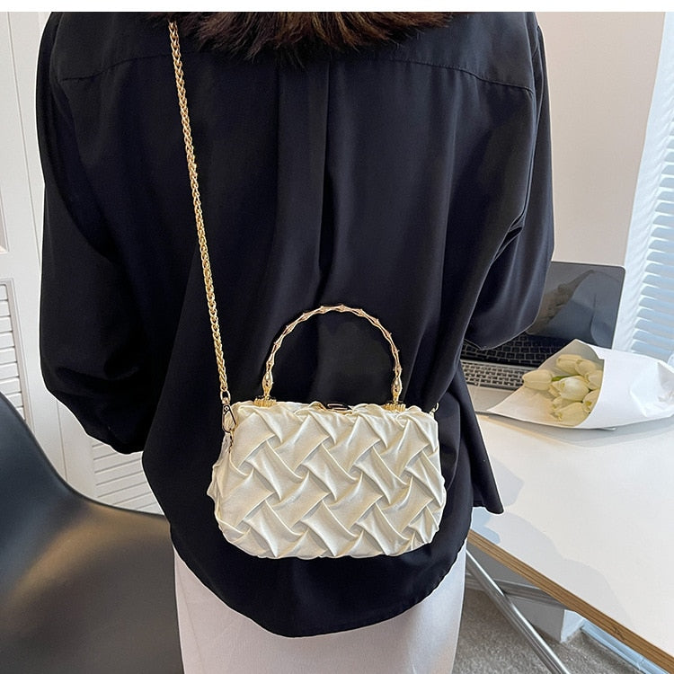 TEEK - Weave Metal Handles Handbag BAG theteekdotcom   