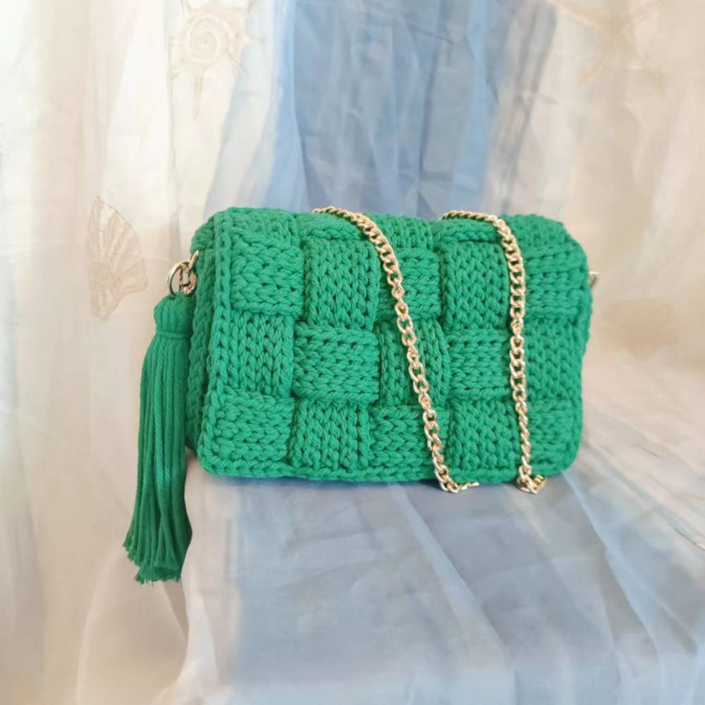 TEEK - Hand Knit Purse BAG theteekdotcom Green  
