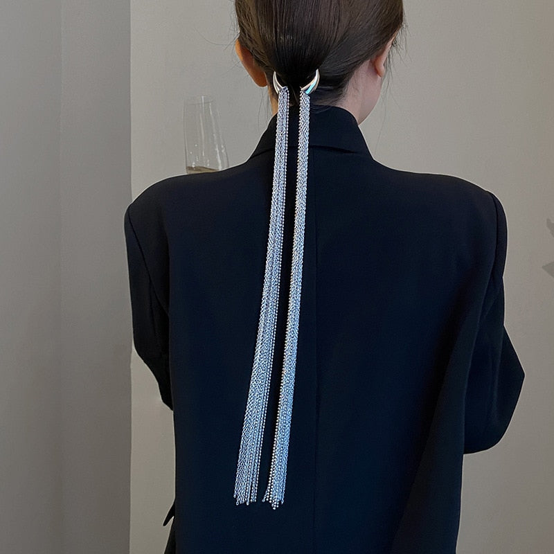 TEEK - Silver Tone Metal Hang Tassel Hair Accent HAIR CARE theteekdotcom   