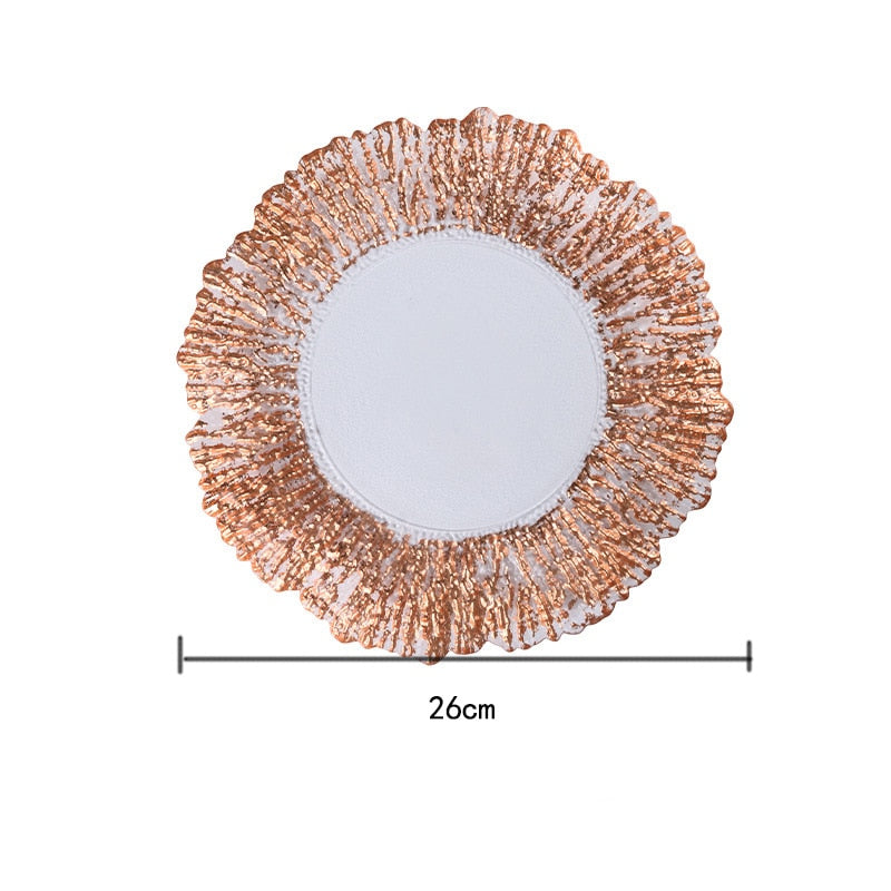 TEEK - Nordic Sun Flower Texture Glass Plate Tableware HOME DECOR theteekdotcom Rose M  