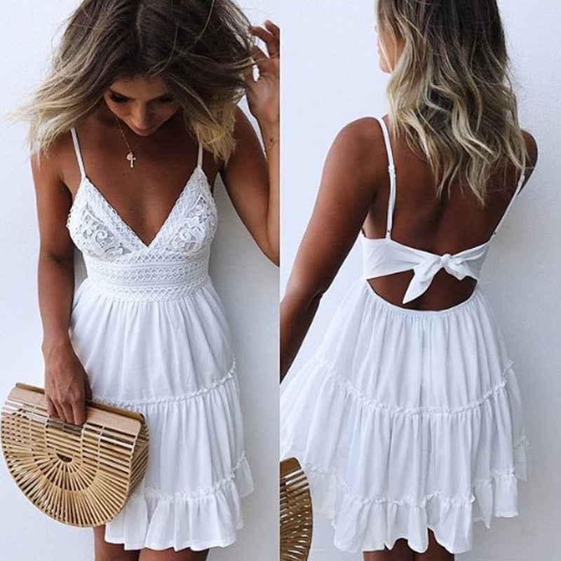 TEEK - Backless Prissy Lace Dress DRESS theteekdotcom White XL 