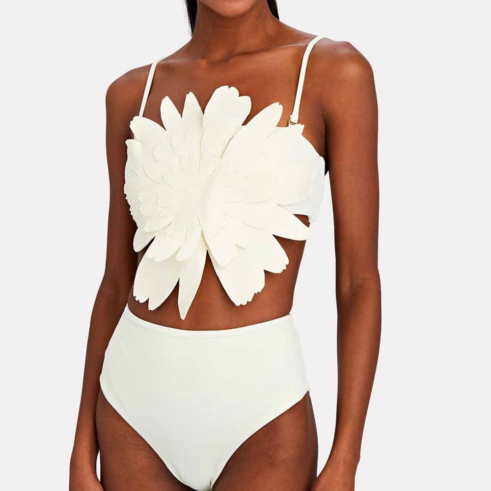 TEEK - Big Flower White/Green Bikini SWIMWEAR theteekdotcom   