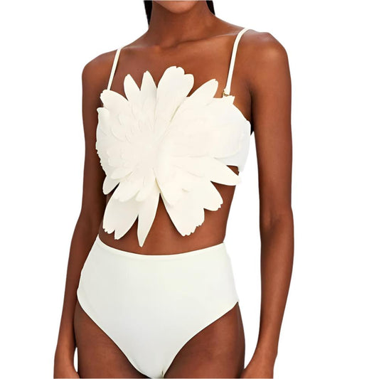 TEEK - Big Flower White/Green Bikini SWIMWEAR theteekdotcom   