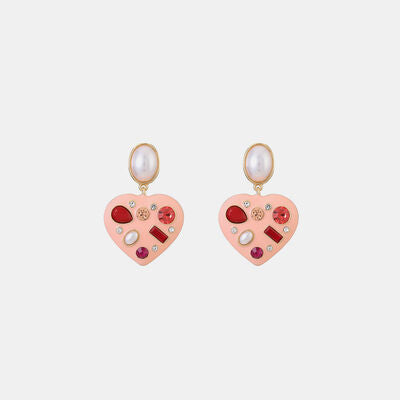 TEEK - Bejeweled Heart Dangle Earrings JEWELRY TEEK Trend   
