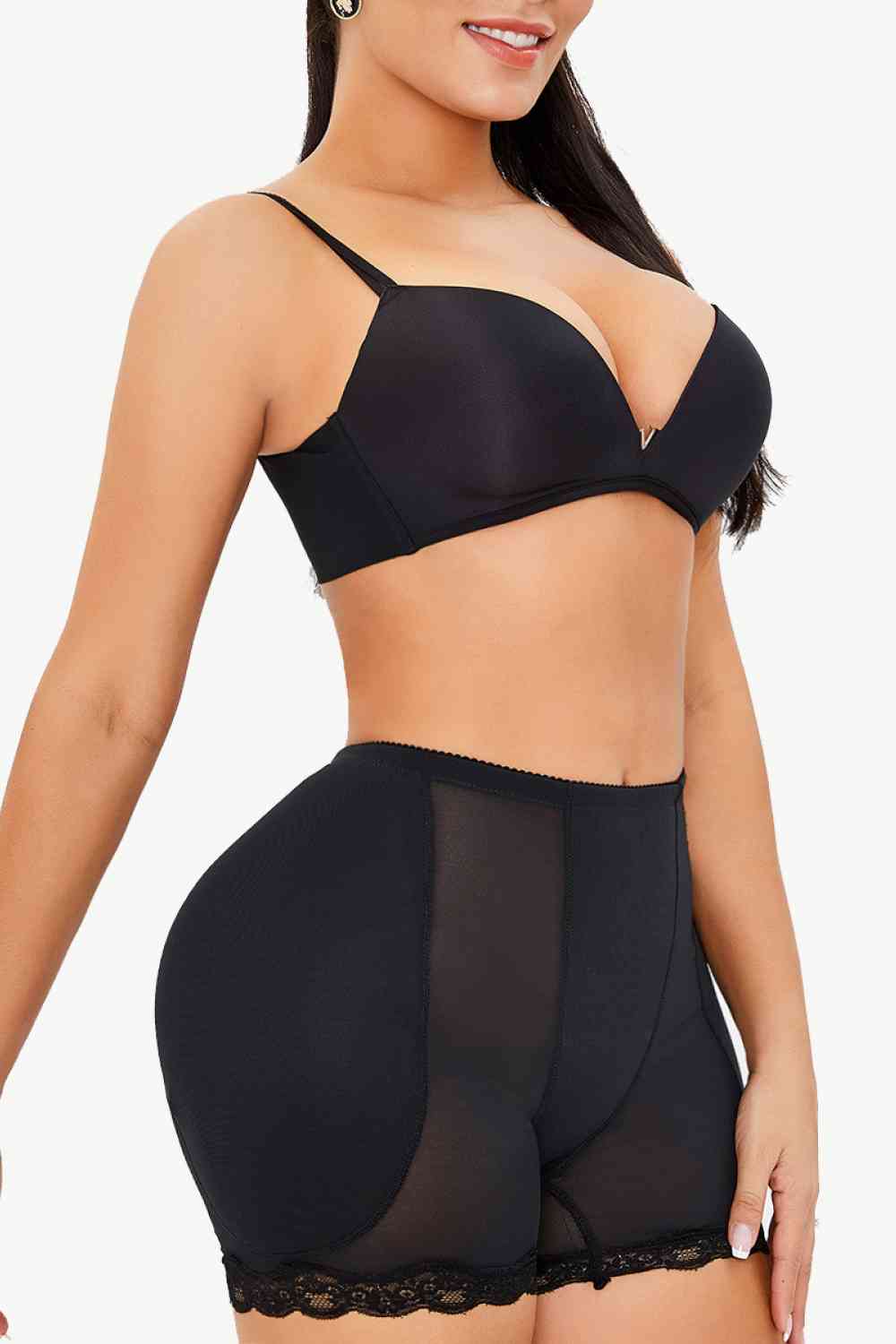 TEEK - Black Full Size Scalloped Lace Trim Shaping Shorts UNDERWEAR TEEK Trend   