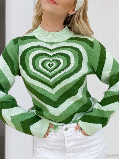TEEK - Heart Mock Neck Sweater SWEATER TEEK Trend Light Green S 