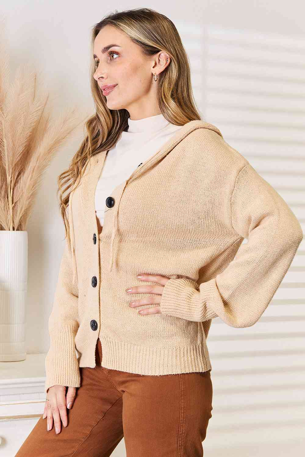 TEEK - Woven Right Button-Down Hooded Sweater SWEATER TEEK Trend   
