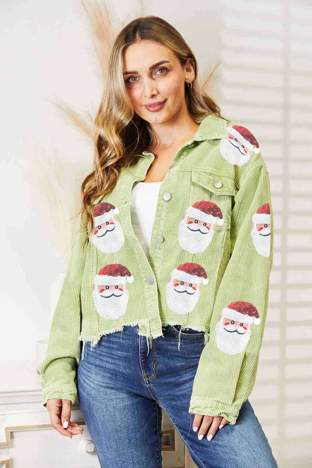 TEEK - Santa Sequin Raw Hem Jacket JACKET TEEK Trend   