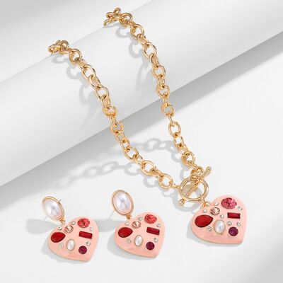 TEEK - Bejeweled Heart Dangle Earrings JEWELRY TEEK Trend   