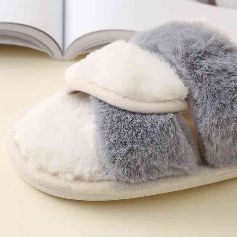 TEEK - Faux Fur Twisted Strap Slippers SHOES TEEK Trend   