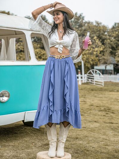 TEEK - High Waist Ruffle Trim Skirt SKIRT TEEK Trend   