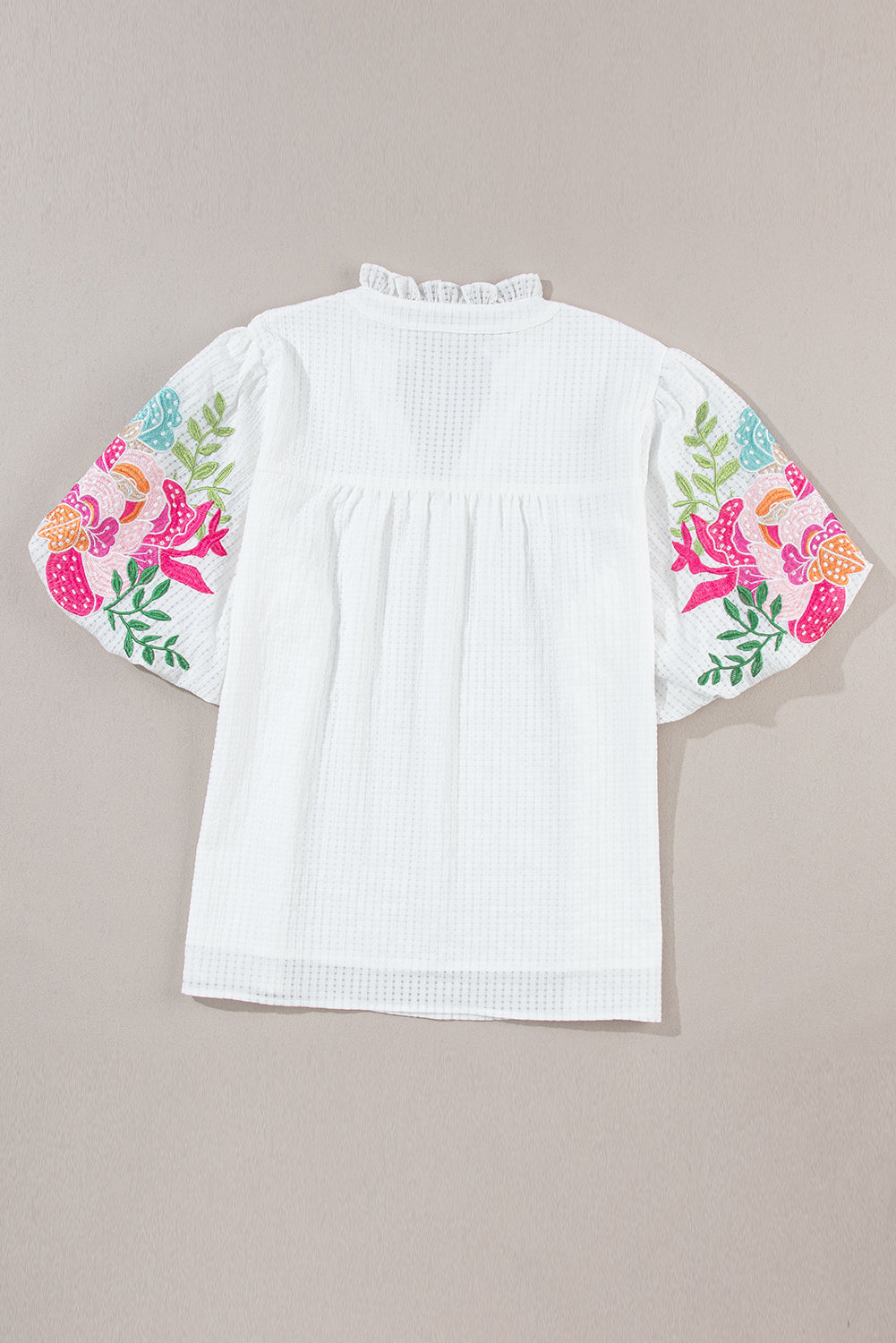 TEEK - White Embroidered Half Sleeve Blouse TOPS TEEK Trend   