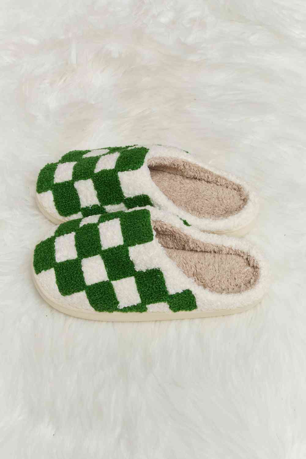 TEEK - Melody Checkered Plush Slippers SHOES TEEK Trend Green S 