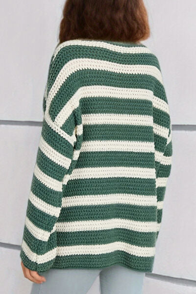 TEEK - Striped Dropped Shoulder Sweater SWEATER TEEK Trend   