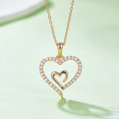 TEEK - 925 Heart In Heart Pendant Necklace JEWELRY TEEK Trend Rose Gold One Size 