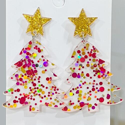 TEEK - Christmas Tree Dangle Earrings JEWELRY TEEK Trend Deep Red  