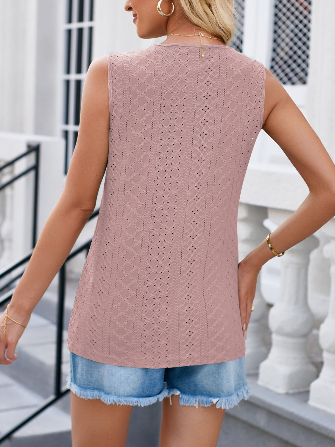 TEEK - Eyelet V-Neck Tank TOPS TEEK Trend   