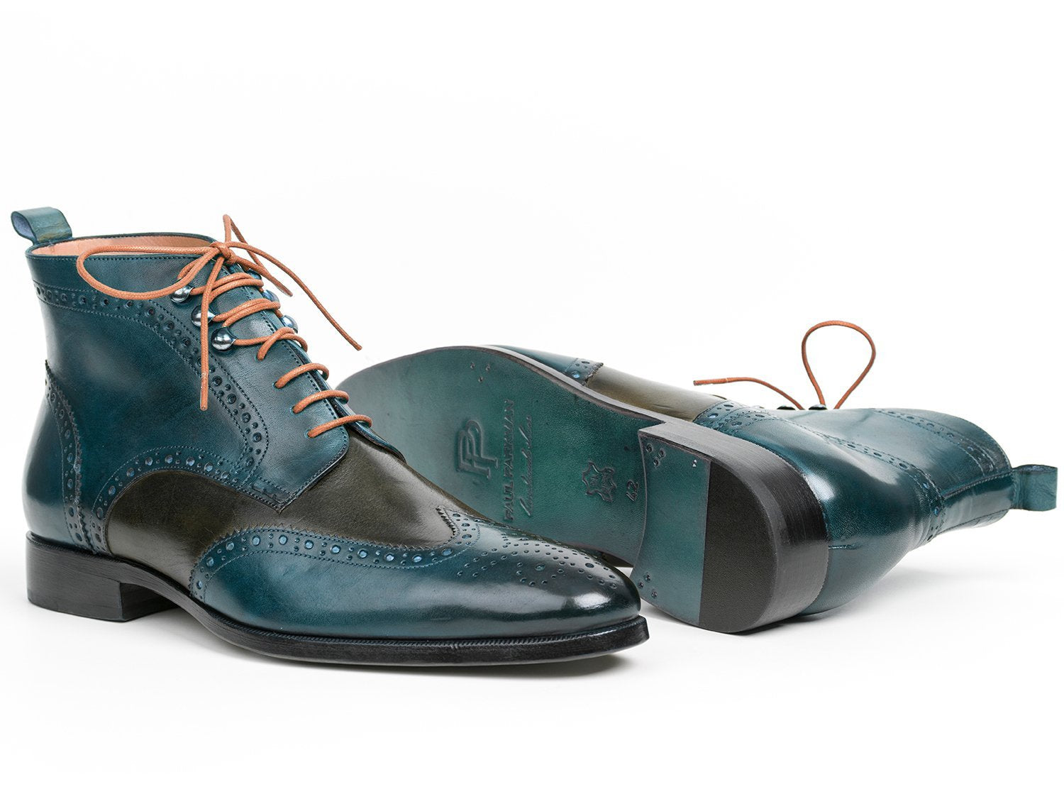 TEEK - Paul Parkman Wingtip Dual Tone Green & Blue Ankle Boots SHOES theteekdotcom   
