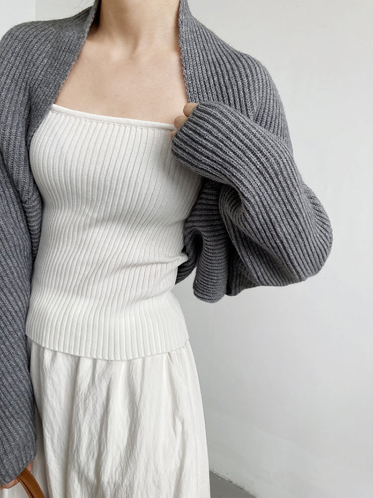 TEEK - Knitted Shrug Scarf | Gray SWEATER theteekdotcom   