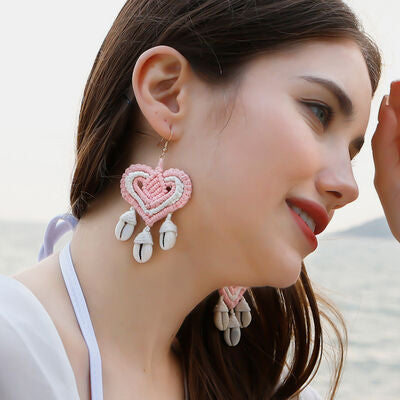 TEEK - Shell Heart Dangle Earrings JEWELRY TEEK Trend Blush Pink  