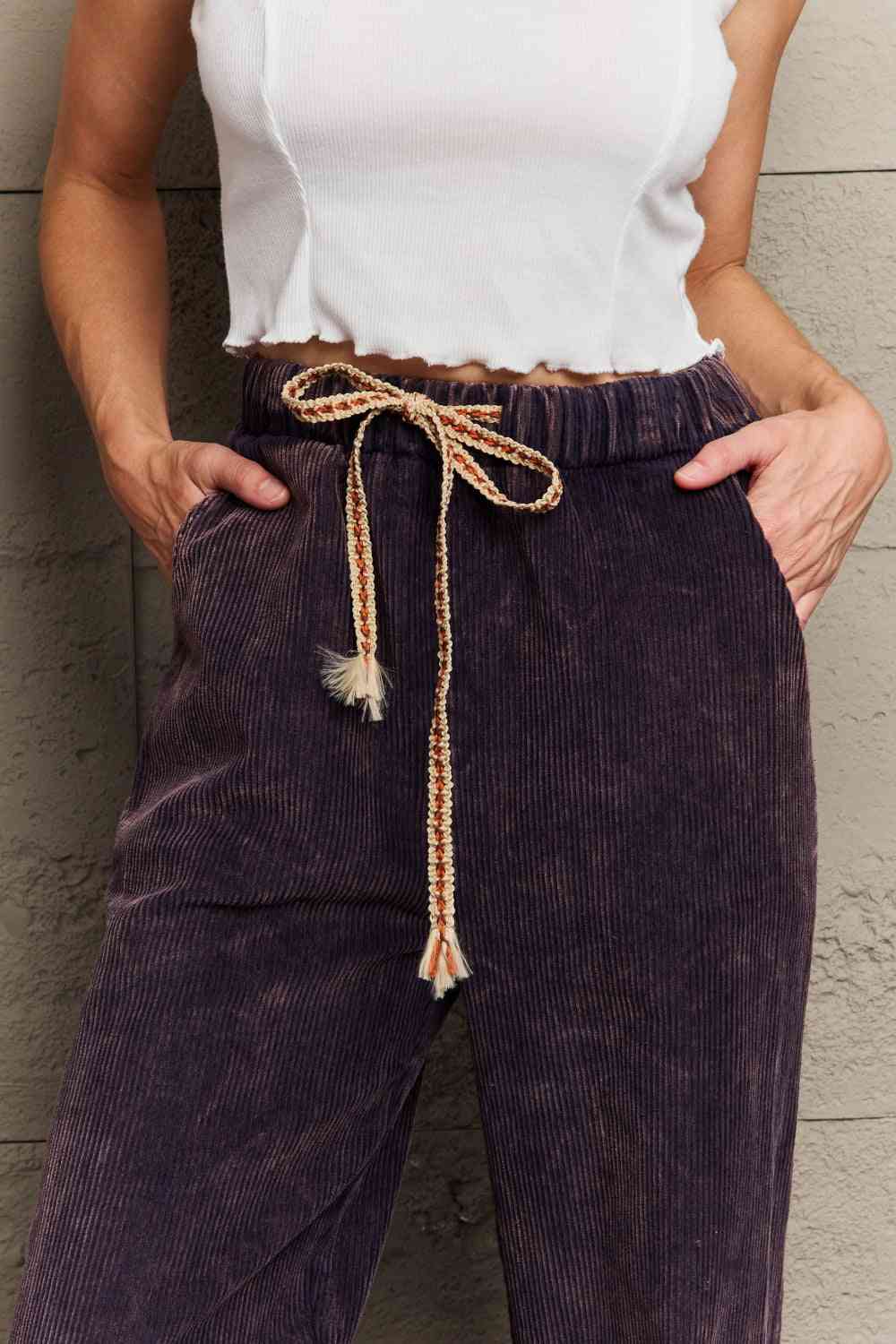 TEEK - Midnight Navy Drawstring Corduroy Straight Fit Pants PANTS TEEK Trend   