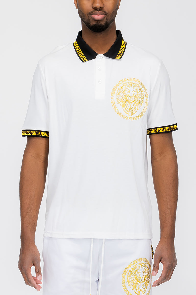 TEEK - Embroidered Lion Head Polo Shirt TOPS TEEK M WHITE S 