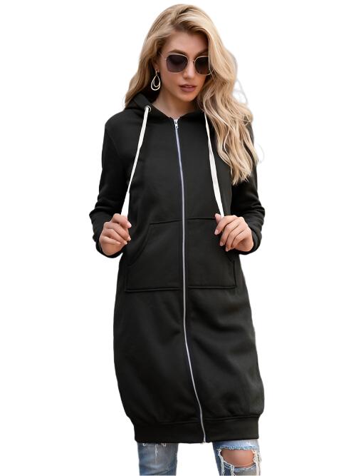 TEEK - Zip-Up Hoodie Dress COAT TEEK Trend Black S 