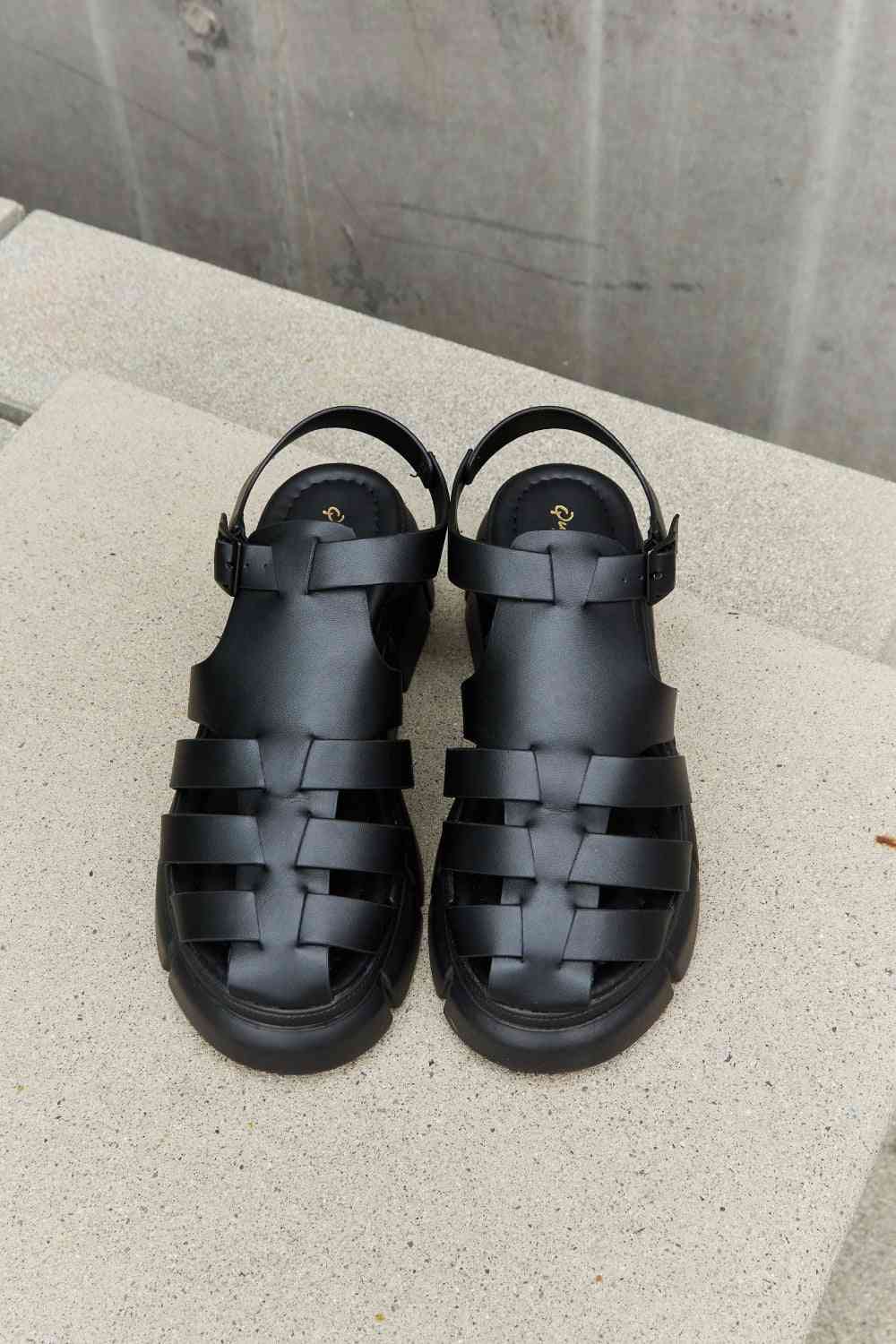 TEEK - Qupid Platform Cage Strap Sandal in Black SHOES TEEK Trend   