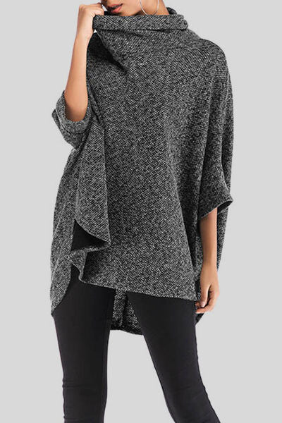 TEEK - Turtleneck Batwing Sleeve Sweater SWEATER TEEK Trend Black  