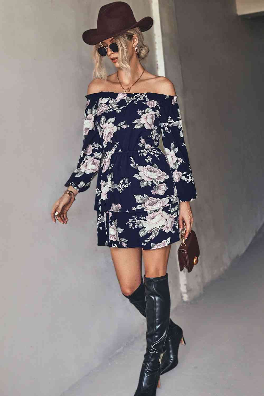 TEEK - Floral Off-Shoulder Layered Dress DRESS TEEK Trend   
