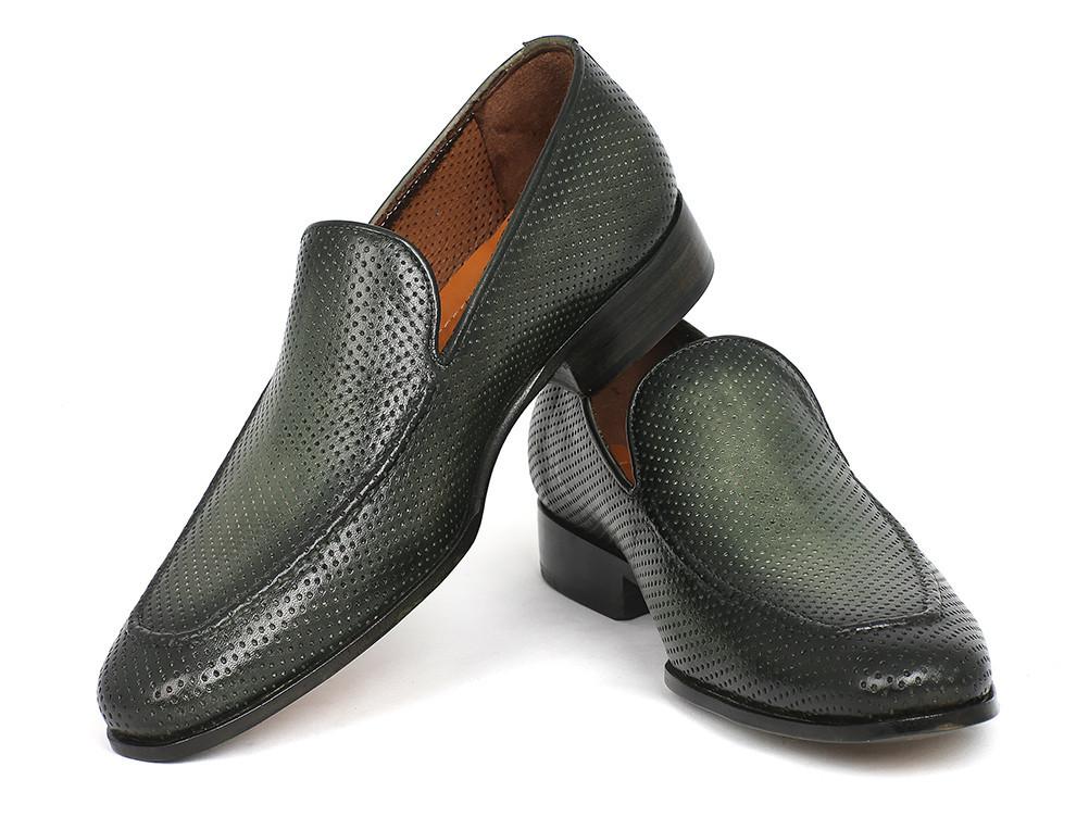 TEEK - Paul Parkman Perforated Green Leather Loafers SHOES theteekdotcom   
