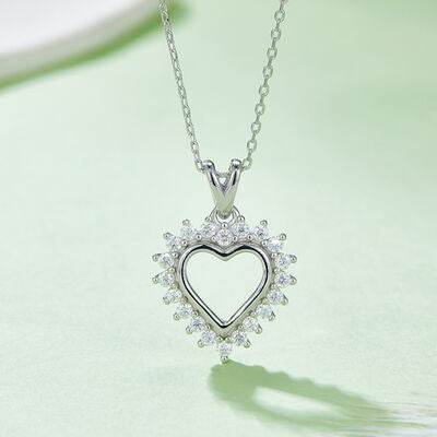 TEEK - Bejeweled Frame 925 Heart Pendant Necklace JEWELRY TEEK Trend Silver  