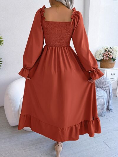 TEEK - Smocked Soft Flounce Sleeve Dress DRESS TEEK Trend   