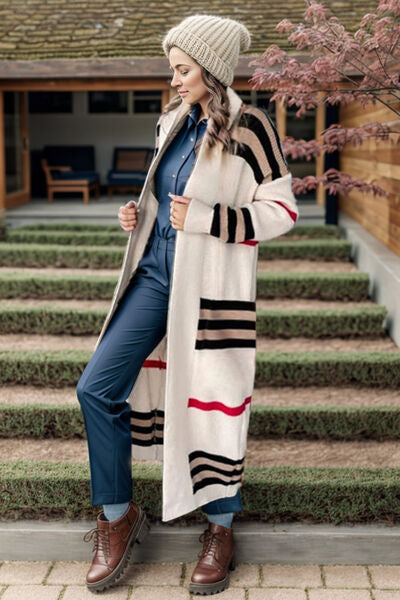 TEEK - Striped Long Sleeve Chauffeured Sweater Cardigan SWEATER TEEK Trend   