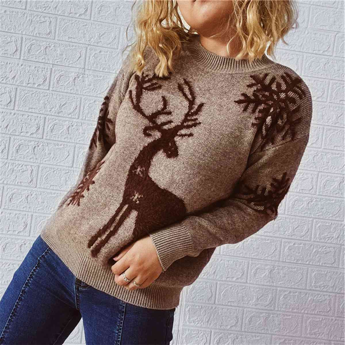 TEEK - Reindeer and Snowflake Sweater SWEATER TEEK Trend   