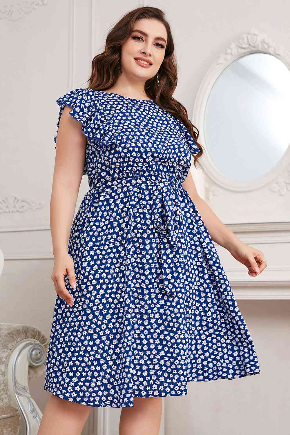TEEK - Cobalt Blue Plus Size Tie Waist Dress DRESS TEEK Trend   