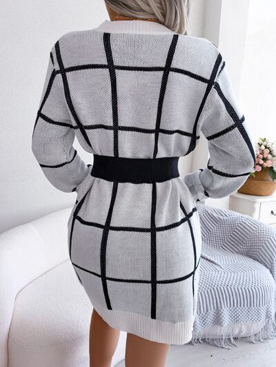 TEEK - Plaid Doable Dropped Shoulder Sweater Dress DRESS TEEK Trend   