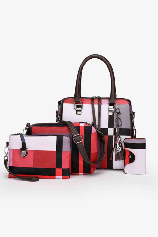 TEEK - 4-Piece Color Block Bag Set SET TEEK Trend Red  