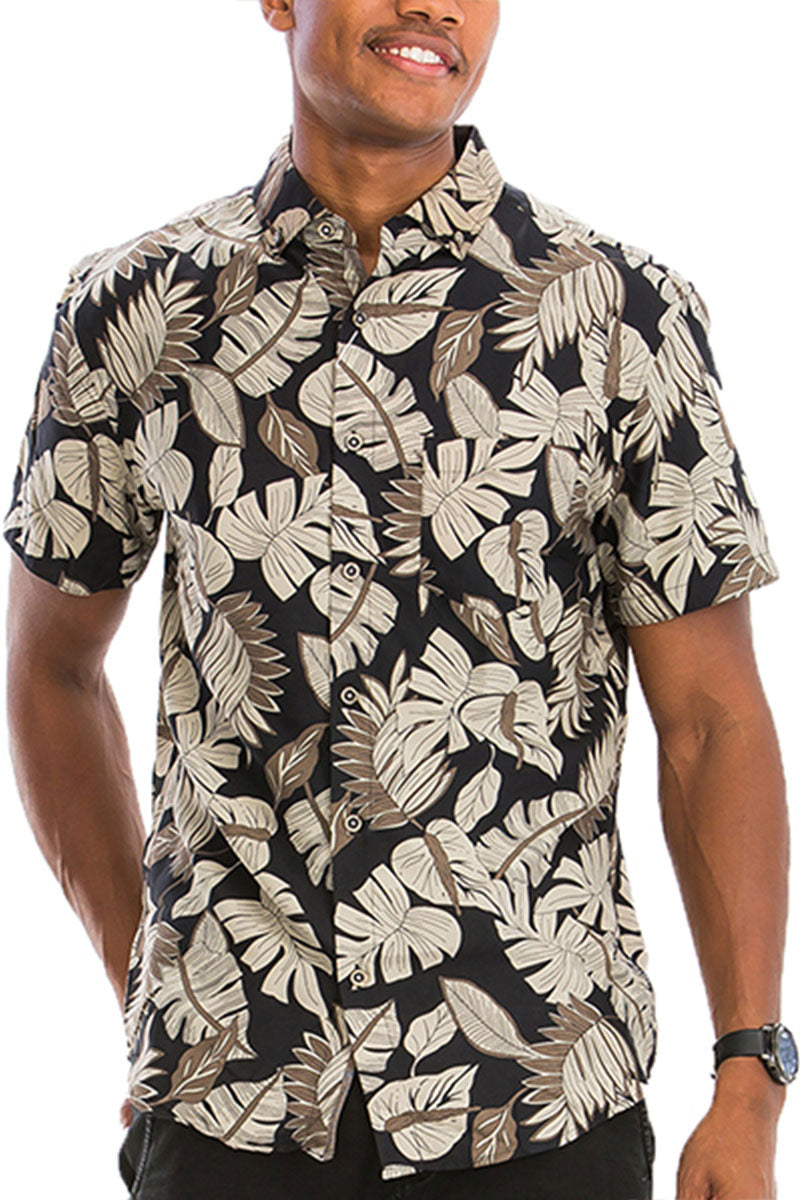 TEEK - DP Hawaiian Short Sleeve Shirt | Black Brown Khaki TOPS TEEK M   