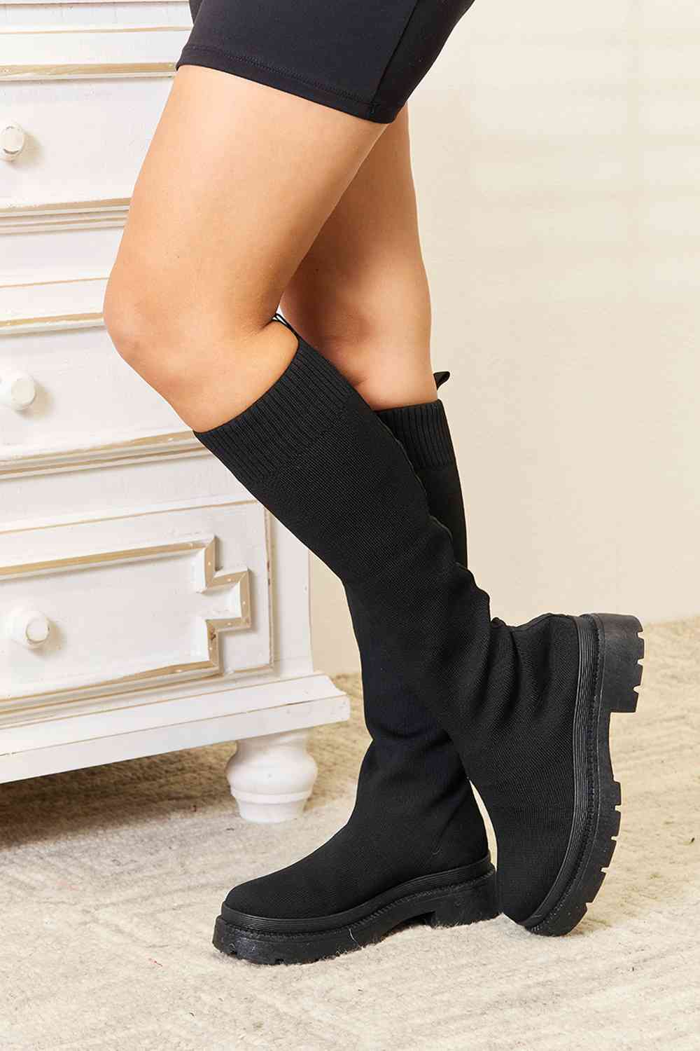 TEEK - Knee High Platform Sock Boots SHOES TEEK Trend   