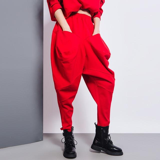 TEEK - Pocket High Waist Harem Pants | Red PANTS theteekdotcom M  