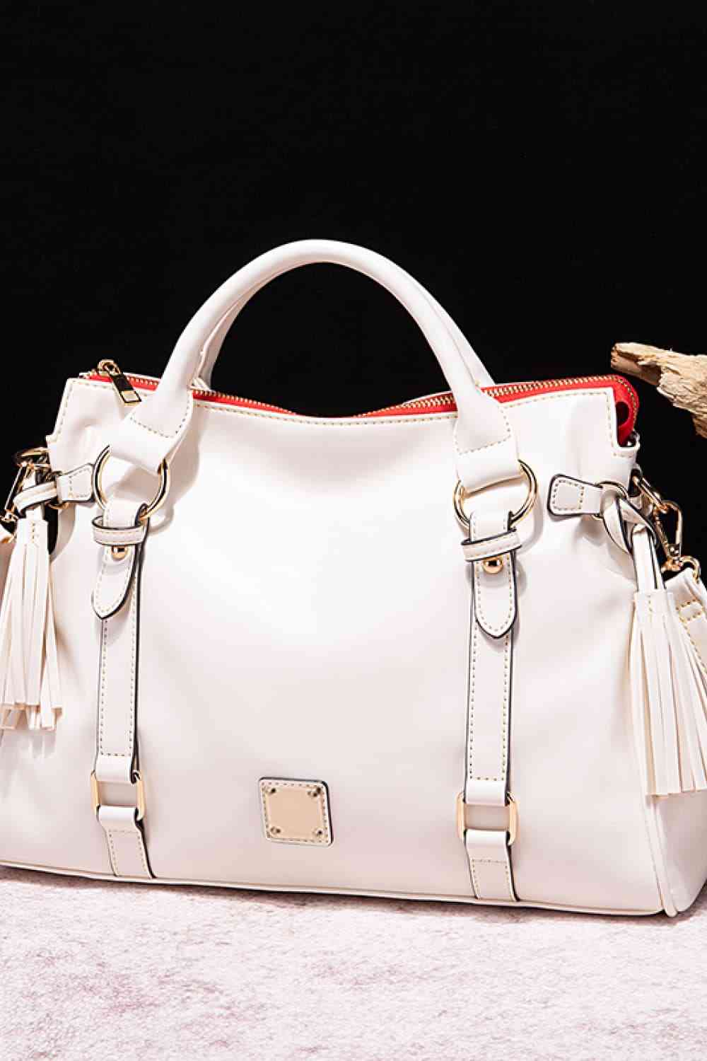 TEEK - PU Leather Handbag with Tassels BAG TEEK Trend Ivory  