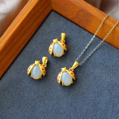 TEEK - Gold and Yellow Ladybug Natural Stone Necklace JEWELRY TEEK Trend   