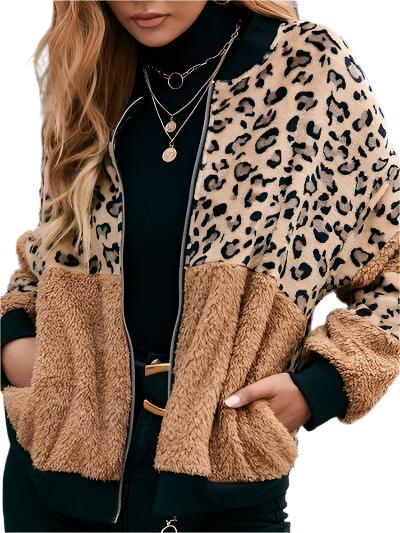 TEEK - Leopard Zip Up Plush Jacket JACKET TEEK Trend S  