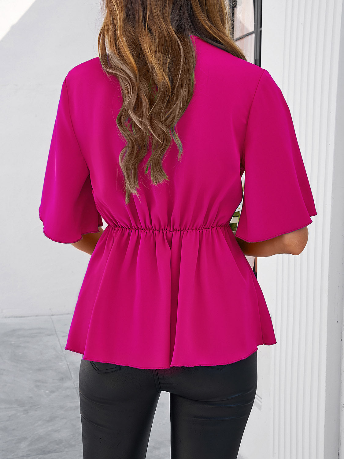 TEEK - Tie Waist Half Sleeve Blouse TOPS TEEK Trend   