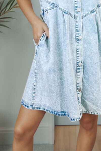 TEEK - Misty Blue Button Up Denim Dress DRESS TEEK Trend   