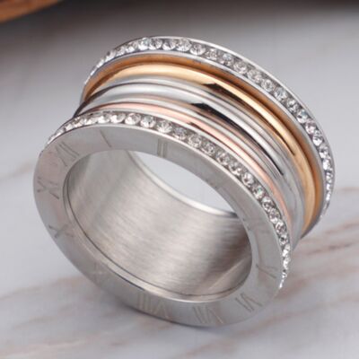 TEEK - Womens Round Zircon Stainless Steel Ring JEWELRY TEEK Trend Copper 6 