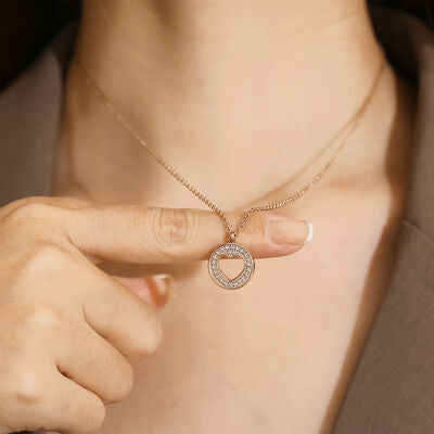 TEEK - Stainless Steel Rhinestone Heart Pendant Necklace JEWELRY TEEK Trend   